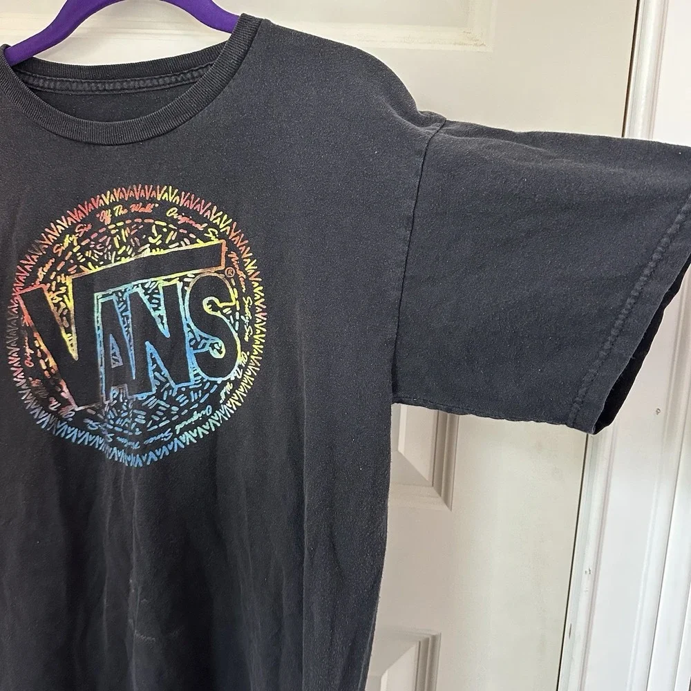 VTG Vans RARE RAINBOW Graphic Tshirt Black Skate Streetwear SZ S/M - Picture 5 of 9